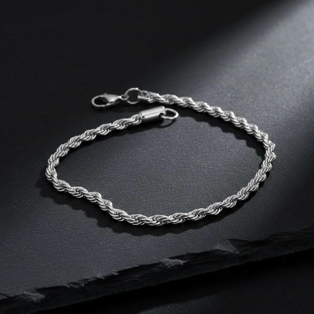 Pulseira Masculina Royal Rope™ – Aço Inoxidável Premium