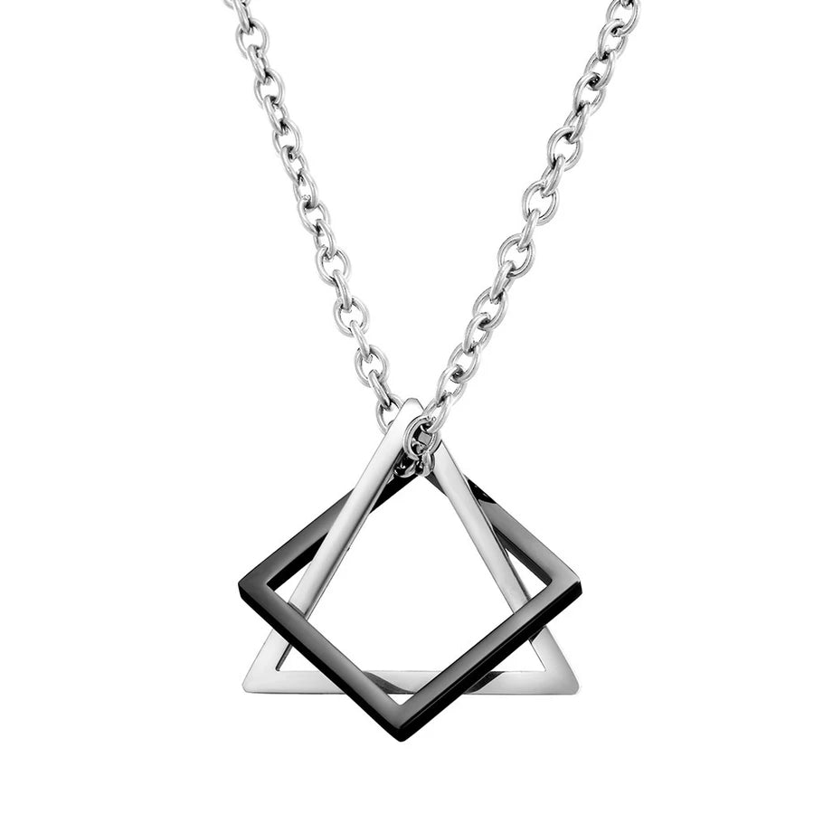 Colar Masculino Geo Nexus™ – Pingente Geométrico em Aço Premium