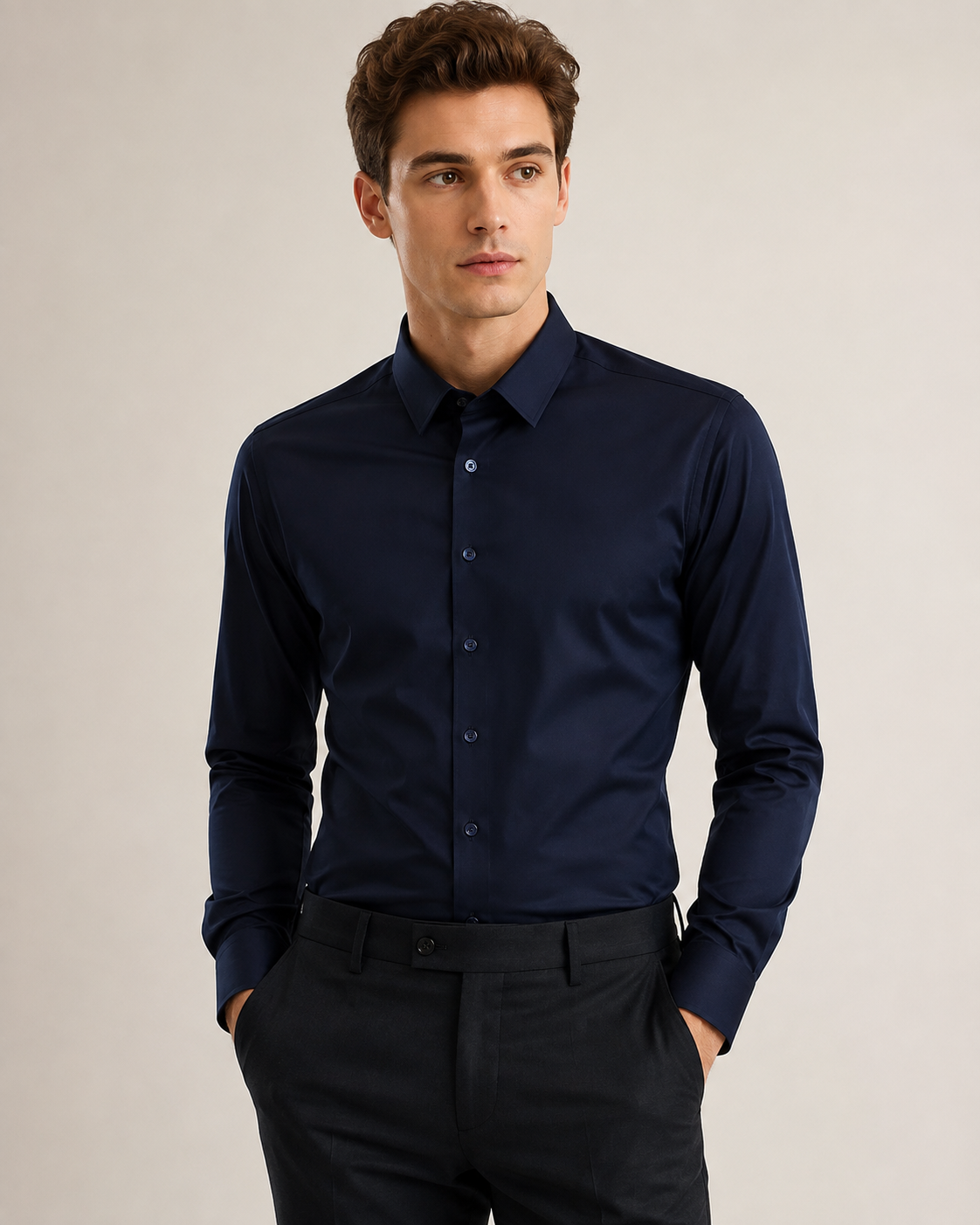Camisa Social Masculina Signature Navy