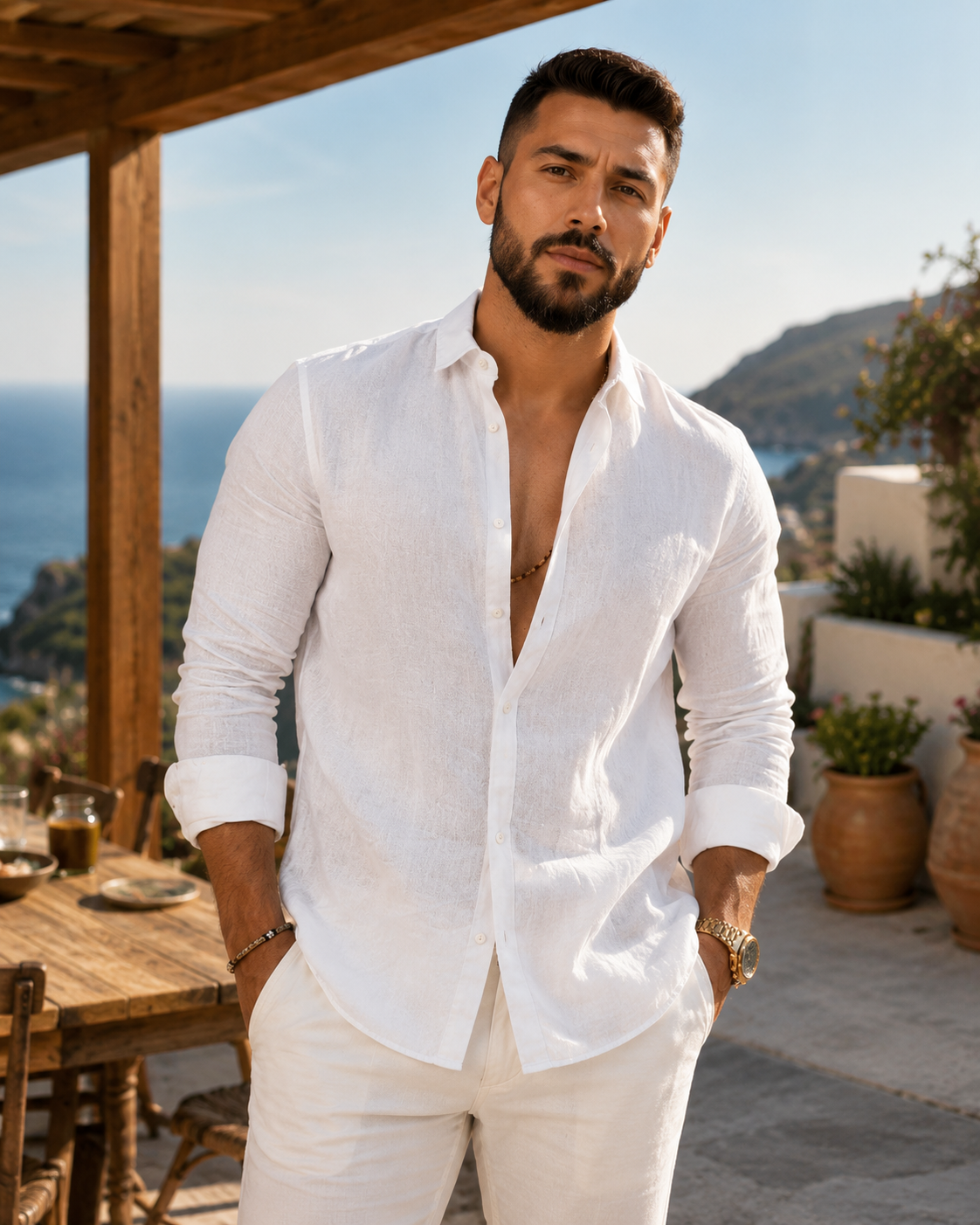 Camisa Masculina Linen Prestige™ – Algodão & Linho Premium