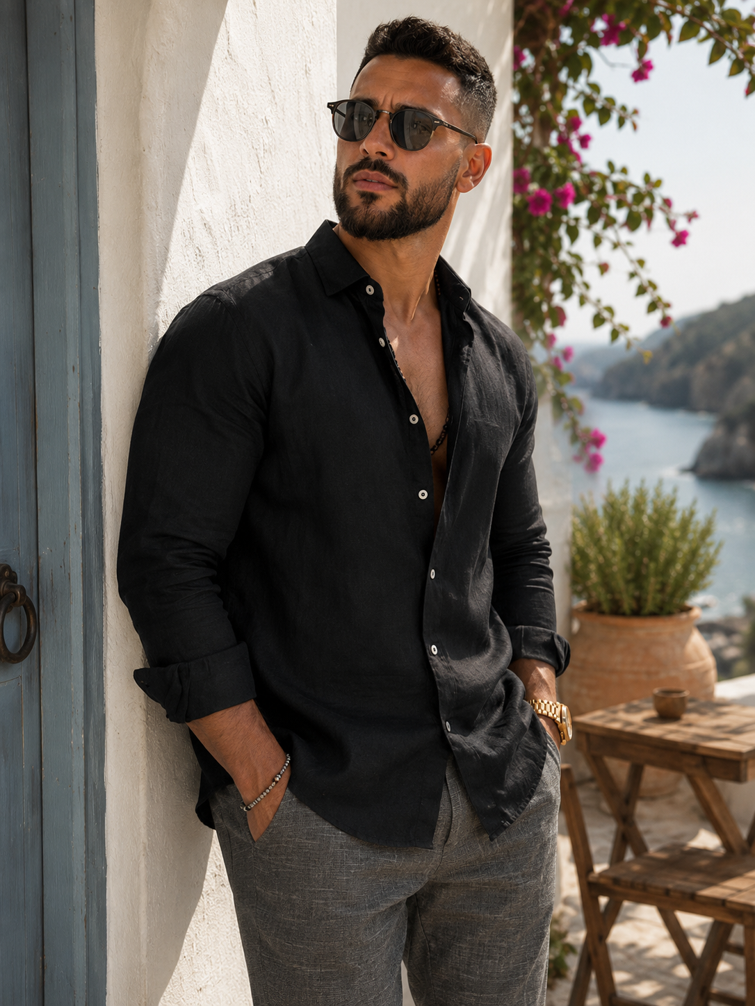 Camisa Masculina Linen Prestige™ – Algodão & Linho Premium