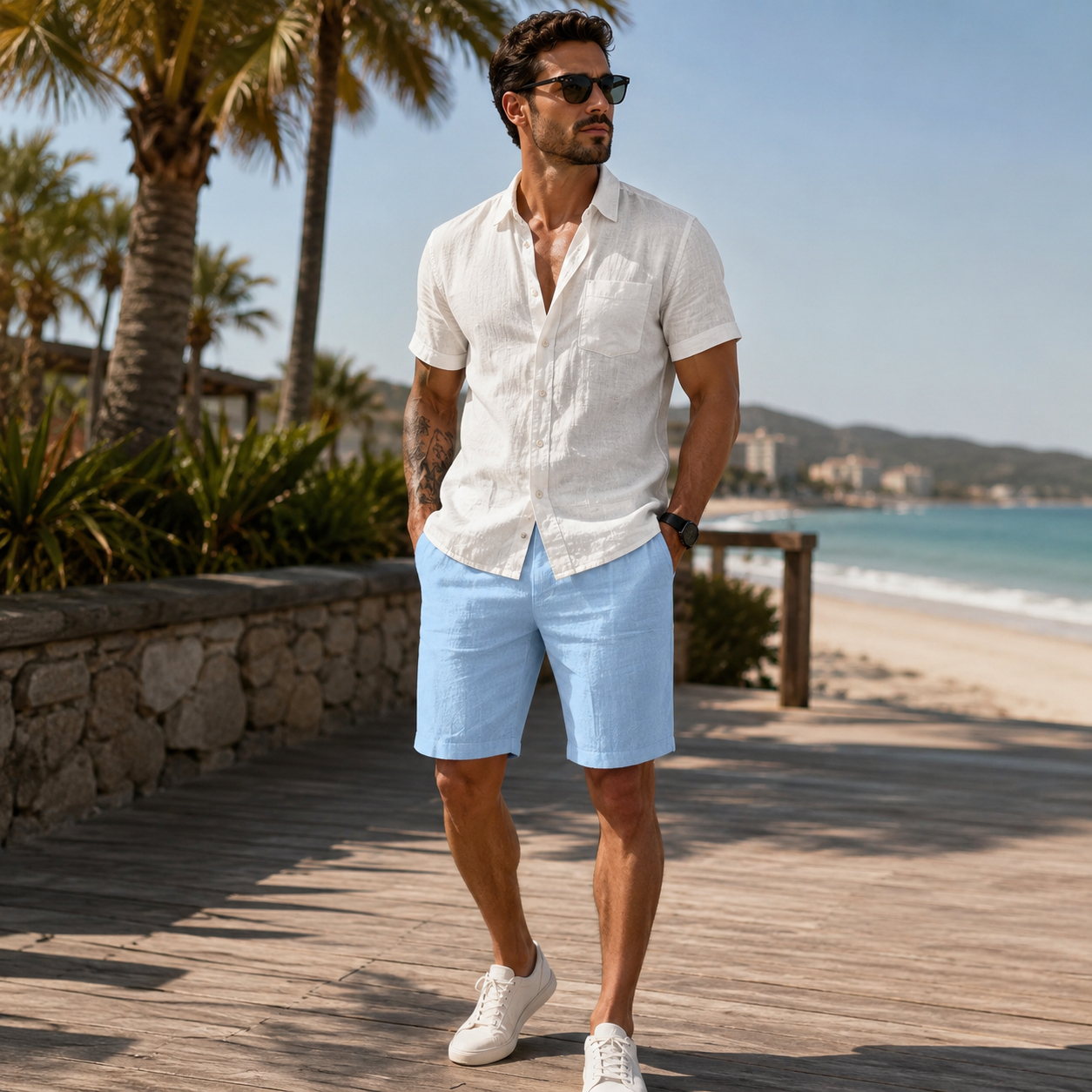 Bermuda Masculina Coastal Linen™ – Casual Premium