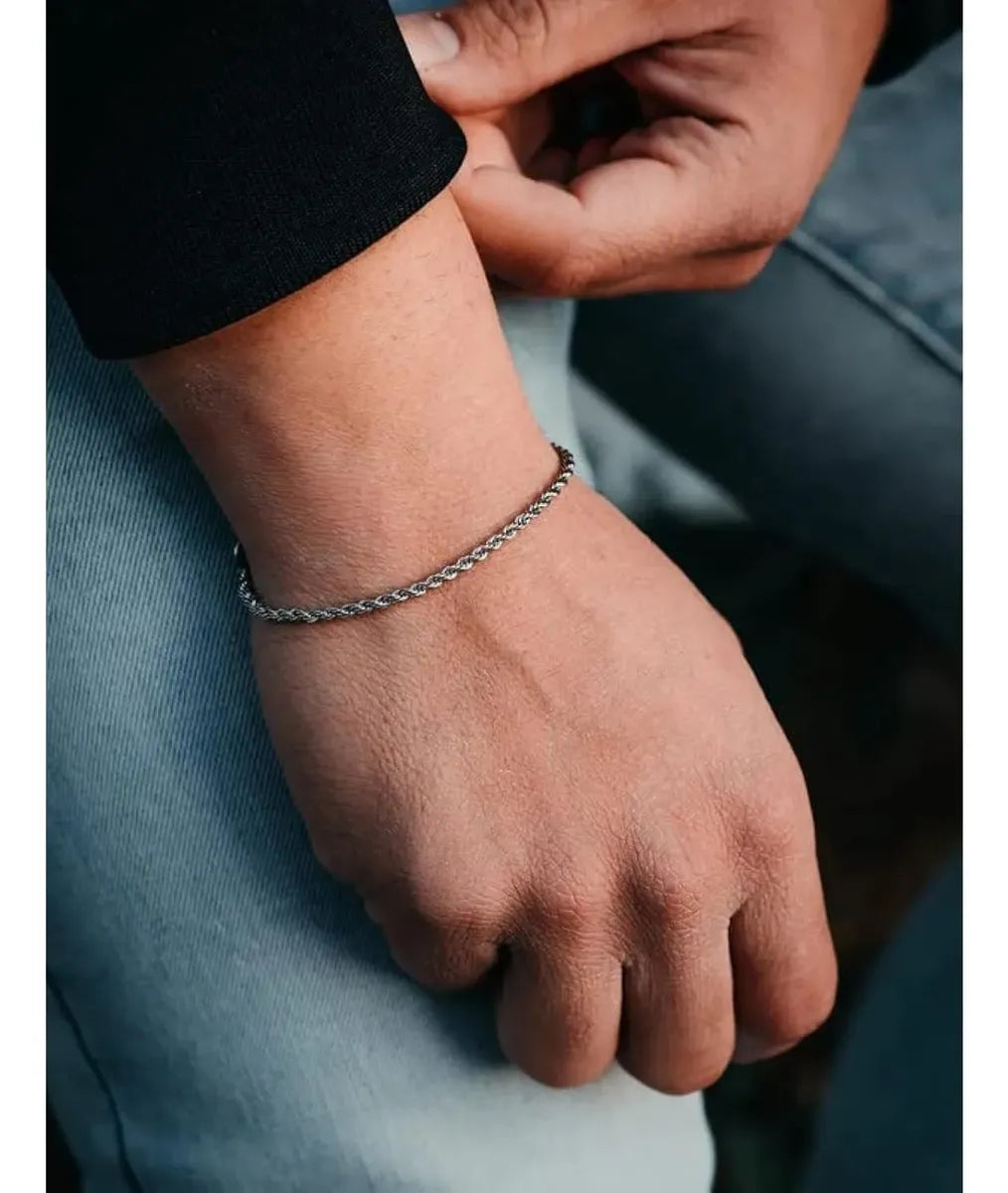 Pulseira Masculina Royal Rope™ – Aço Inoxidável Premium