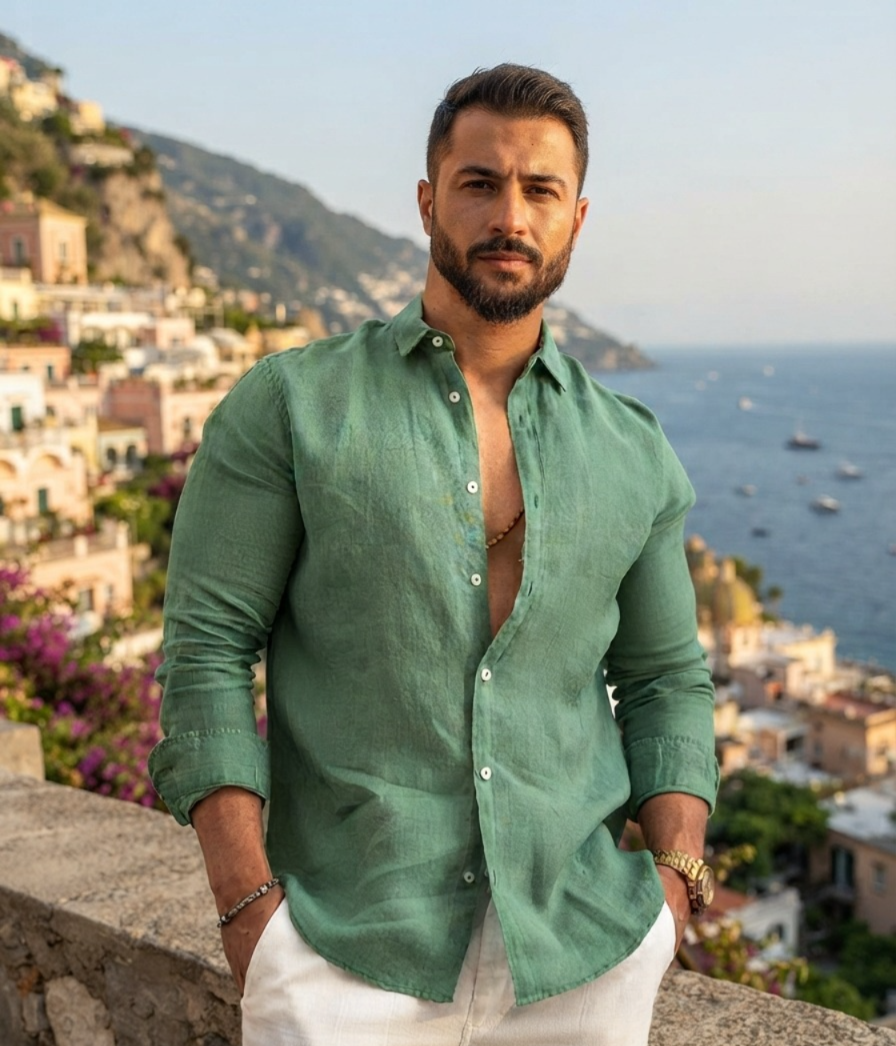 Camisa Masculina Linen Prestige™ – Algodão & Linho Premium