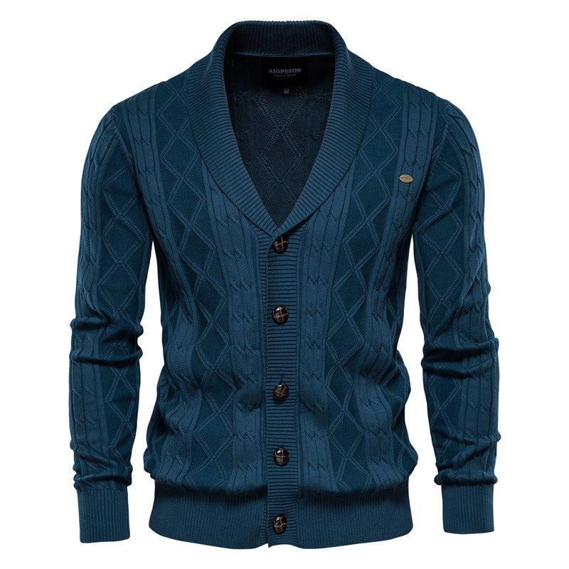 Cardigan Masculino Heritage Knit™ – Tricot Premium em Algodão
