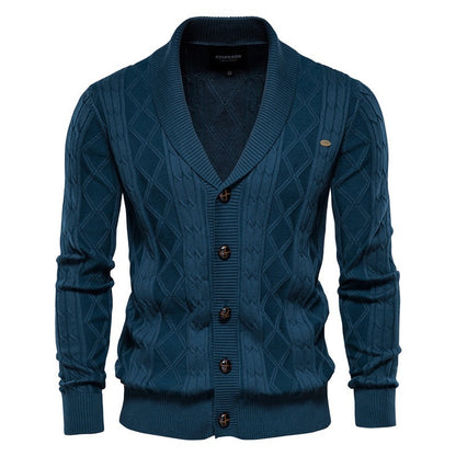 Cardigan Masculino Heritage Knit™ – Tricot Premium em Algodão