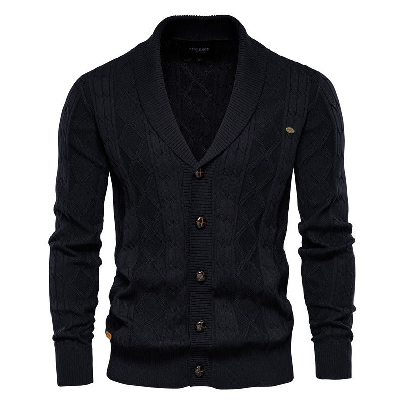 Cardigan Masculino Heritage Knit™ – Tricot Premium em Algodão