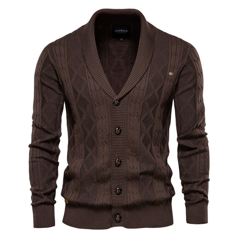 Cardigan Masculino Heritage Knit™ – Tricot Premium em Algodão