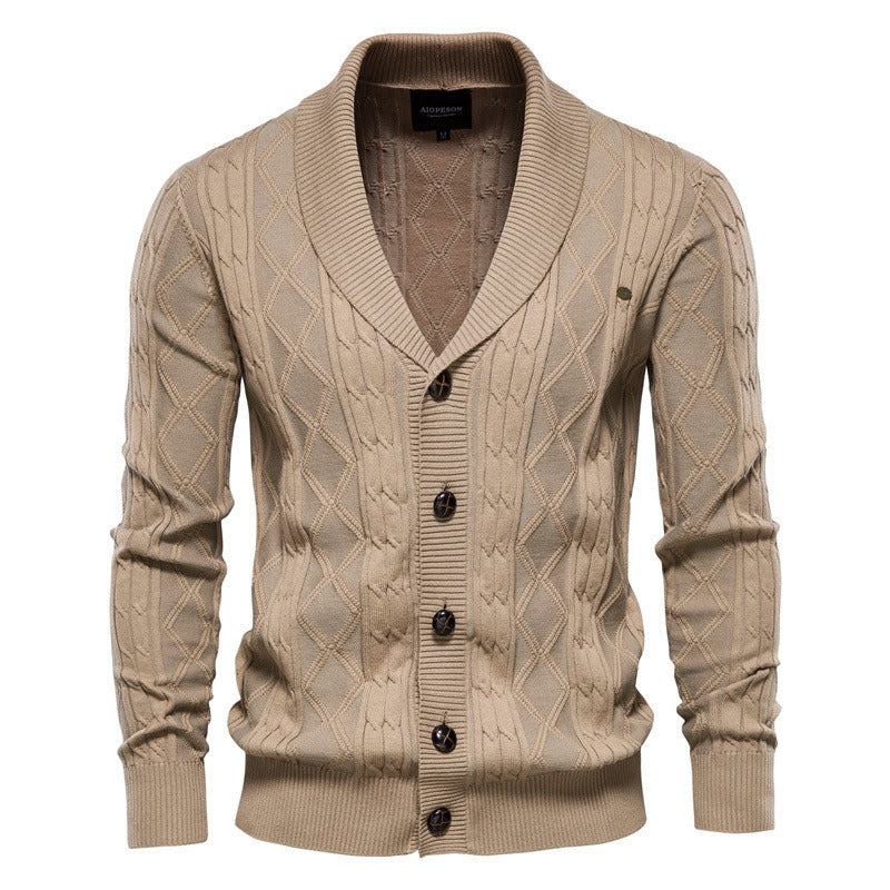 Cardigan Masculino Heritage Knit™ – Tricot Premium em Algodão