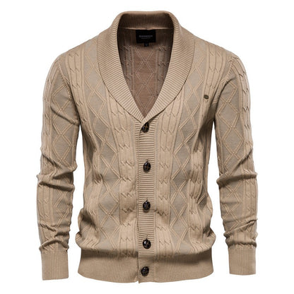 Cardigan Masculino Heritage Knit™ – Tricot Premium em Algodão