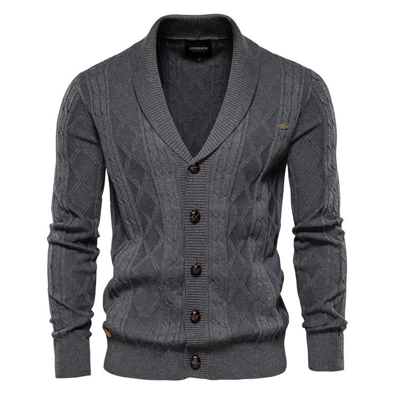 Cardigan Masculino Heritage Knit™ – Tricot Premium em Algodão