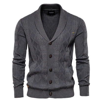 Cardigan Masculino Heritage Knit™ – Tricot Premium em Algodão