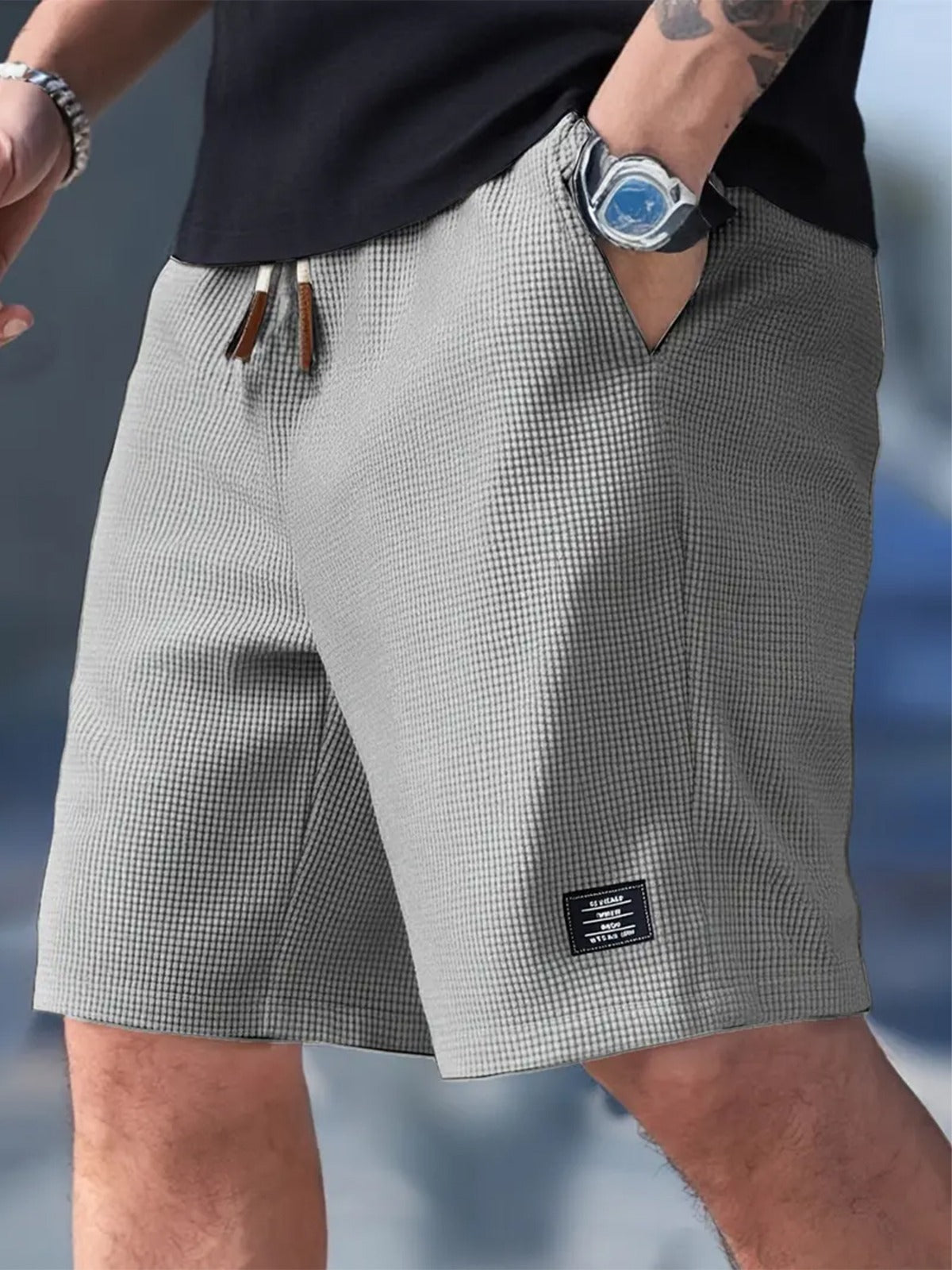 Short Masculino Waffle Breeze™ – Casual Premium com Cordão