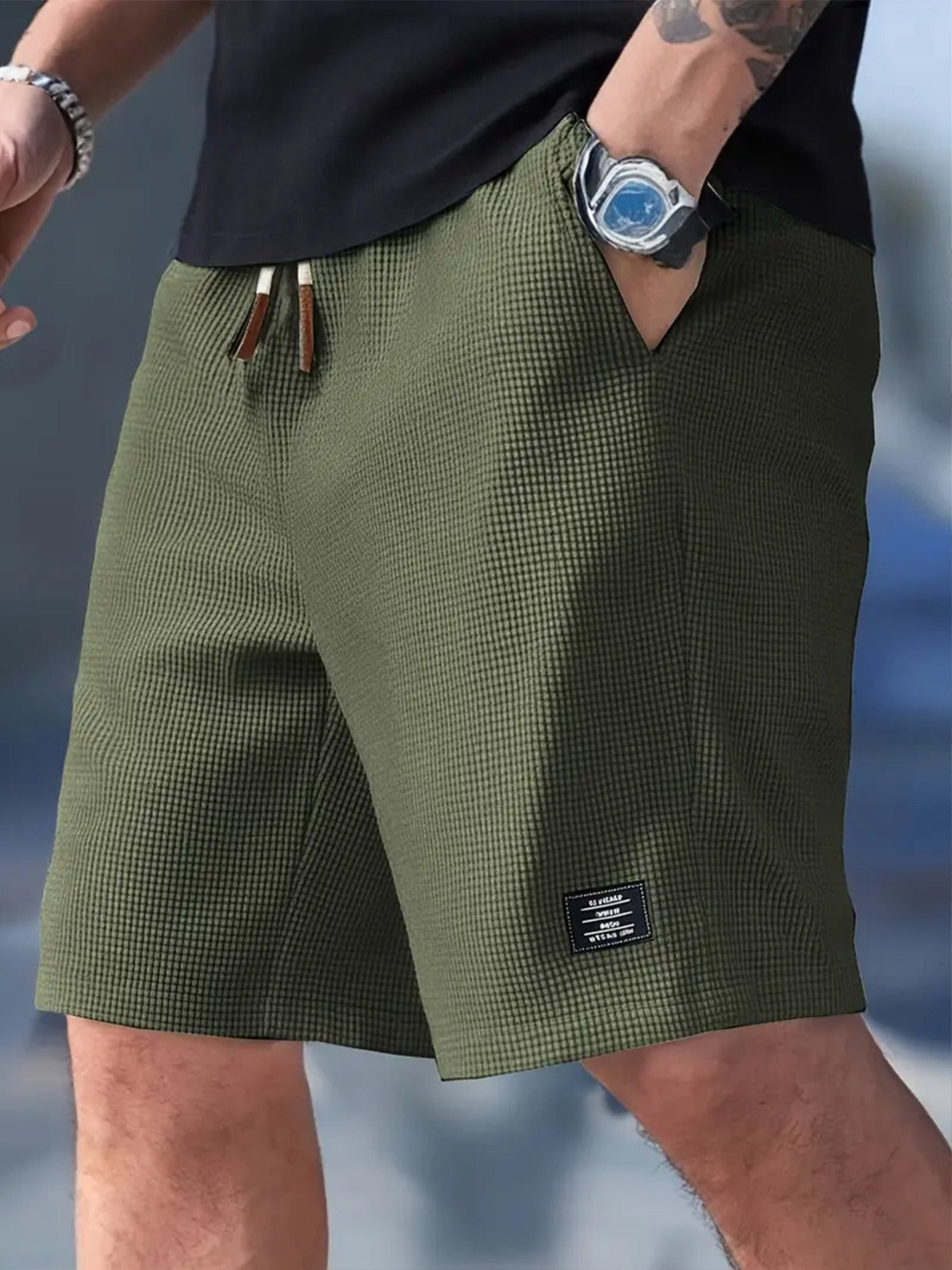 Short Masculino Waffle Breeze™ – Casual Premium com Cordão