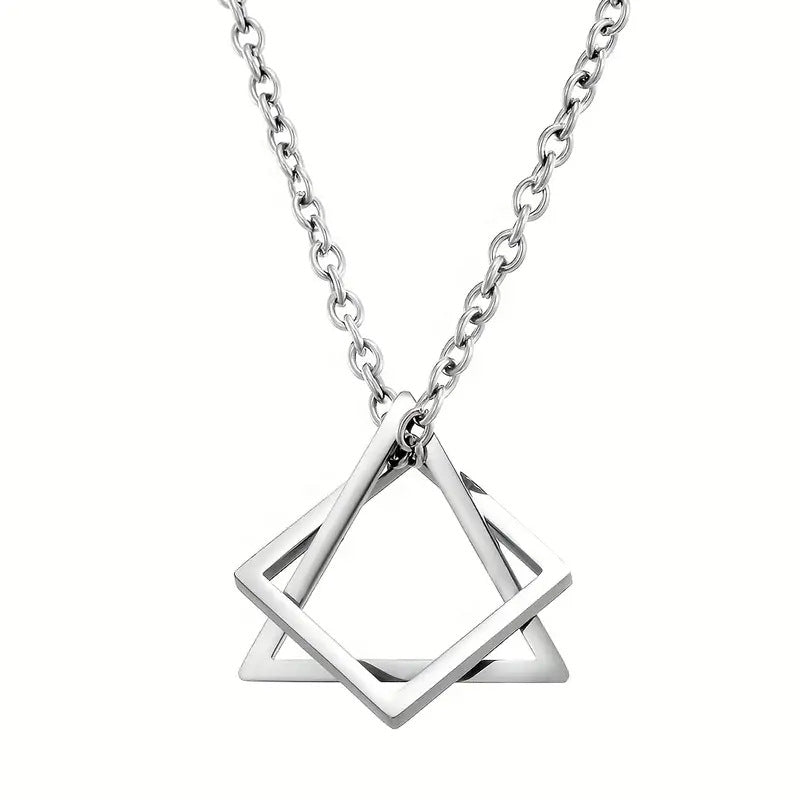 Colar Masculino Geo Nexus™ – Pingente Geométrico em Aço Premium