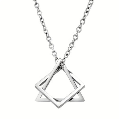Colar Masculino Geo Nexus™ – Pingente Geométrico em Aço Premium