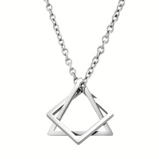 Colar Masculino Geo Nexus™ – Pingente Geométrico em Aço Premium