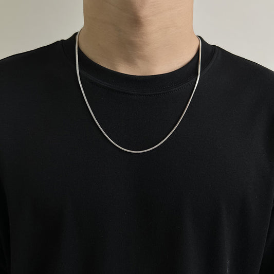 Corrente Masculina Essential Chain™ – Aço Titânio Minimalista
