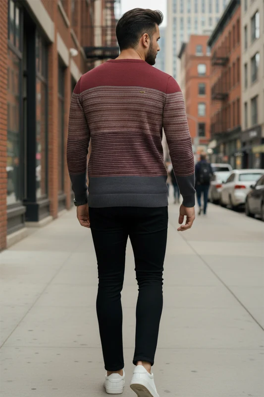 Suéter Masculino Urban Stripes™ – Tricot Premium Casual Elegante