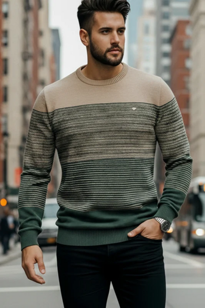 Suéter Masculino Urban Stripes™ – Tricot Premium Casual Elegante