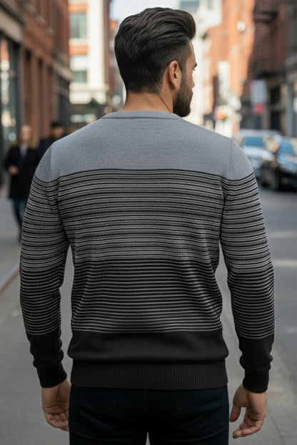 Suéter Masculino Urban Stripes™ – Tricot Premium Casual Elegante