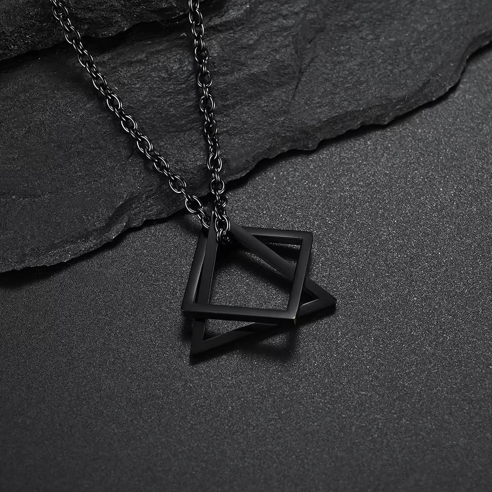 Colar Masculino Geo Nexus™ – Pingente Geométrico em Aço Premium