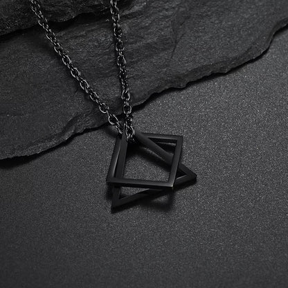 Colar Masculino Geo Nexus™ – Pingente Geométrico em Aço Premium