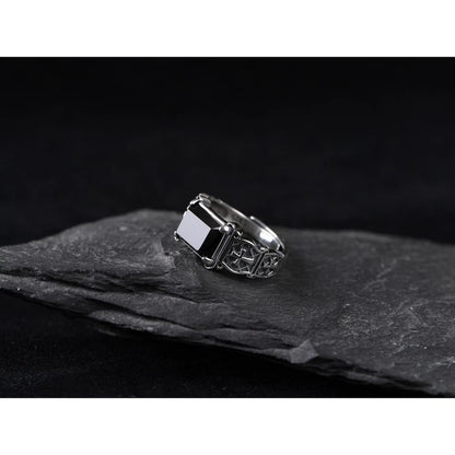 Anel Masculino Imperial Onyx™ – Prata 925 com Pedra Ágata Negra